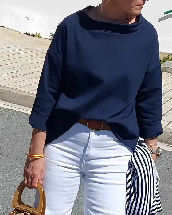 Elva - Blusa estructurada con cuello amplio