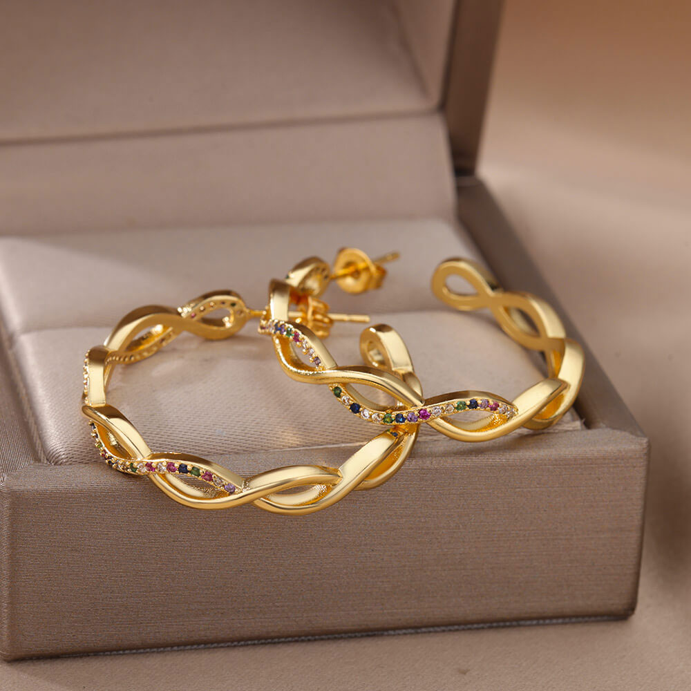 Julenyssa | Pendientes de Onda en Oro de 18K