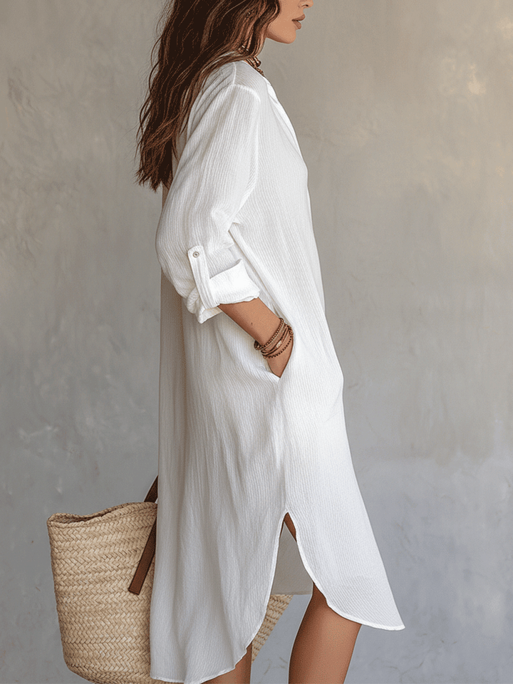 Consuelo™ | Vestido midi blanco bohemio y relajado