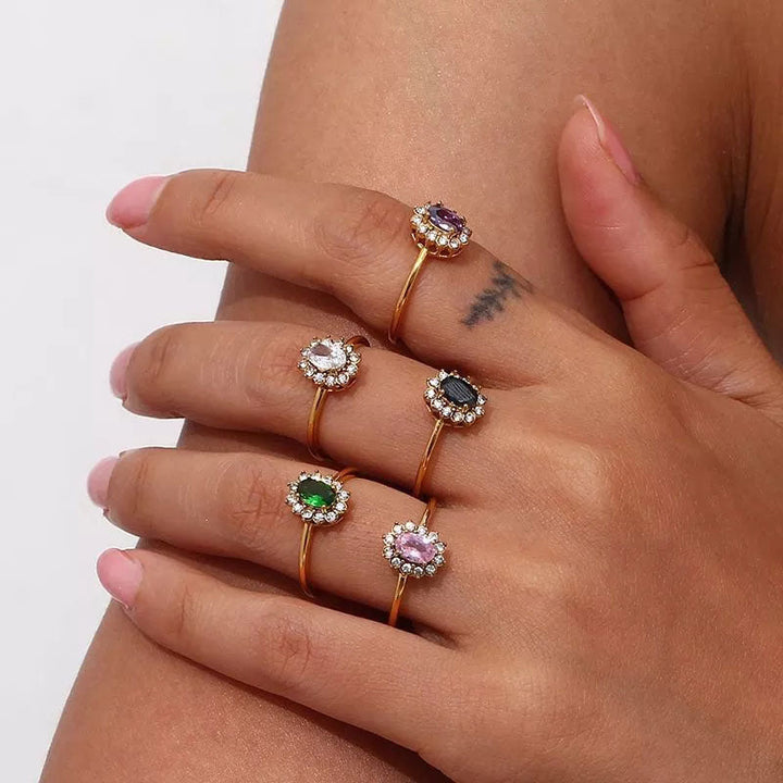 Anillo Amaryelle | Oro de 18K con Zirconia Verde