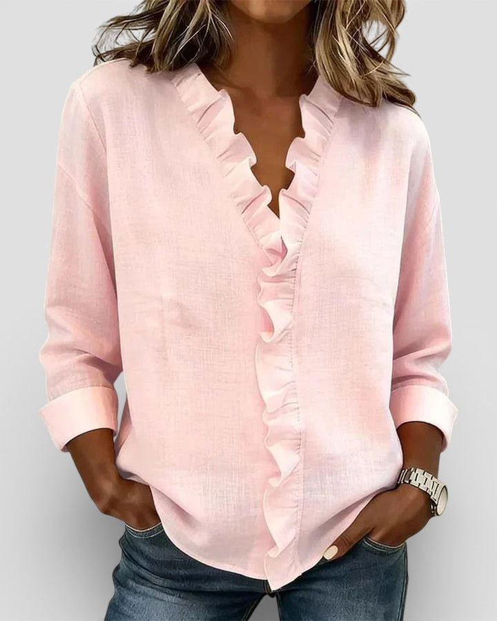 Inés™ | Blusa con volantes y escote en V