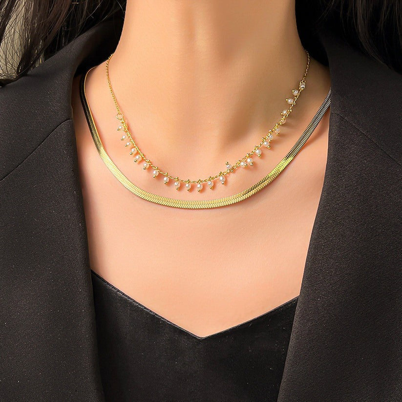 Marizanne | Conjunto de Joyería de Gargantilla de Serpiente de Lujo con Perlas en Oro de 18K