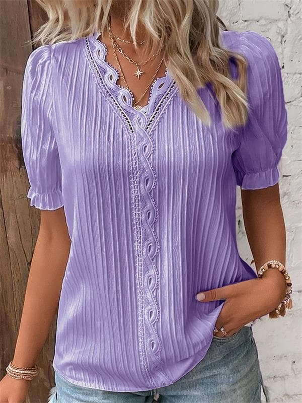 Pilar™ | Blusa plisada con encaje y manga abullonada