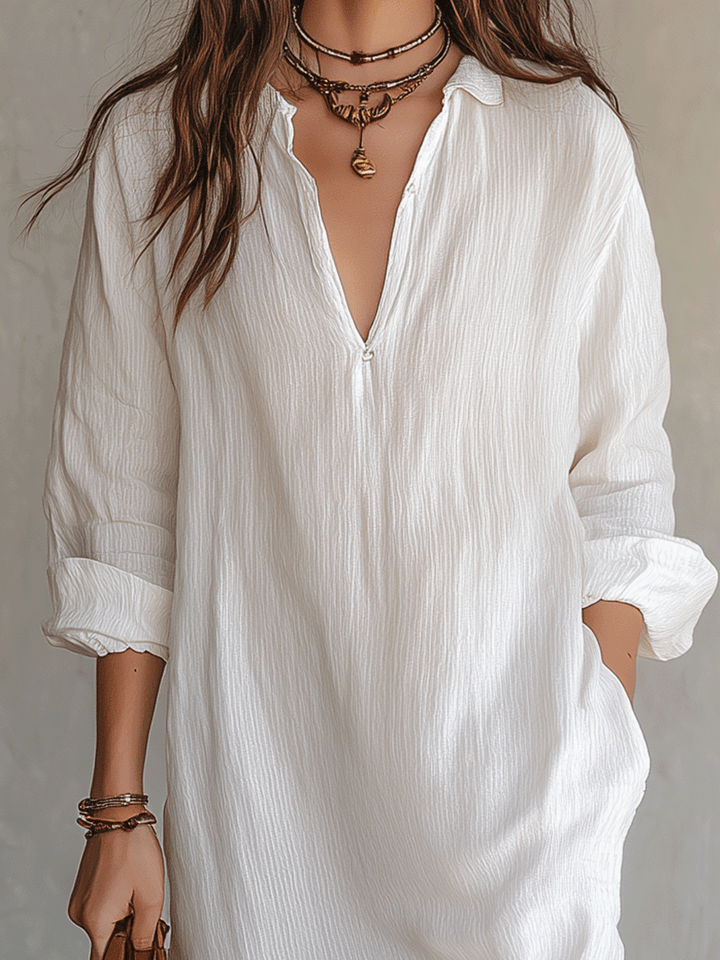Consuelo™ | Vestido midi blanco bohemio y relajado