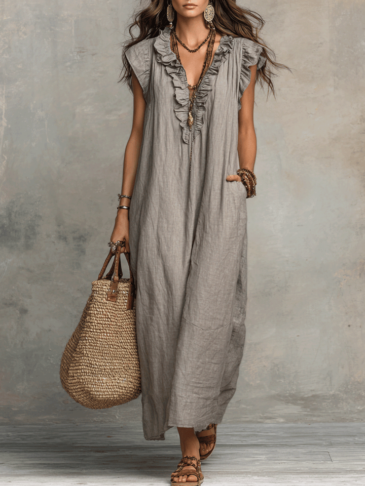 Dolores™ | Vestido maxi bohemio sin mangas con escote en V y caída fluida