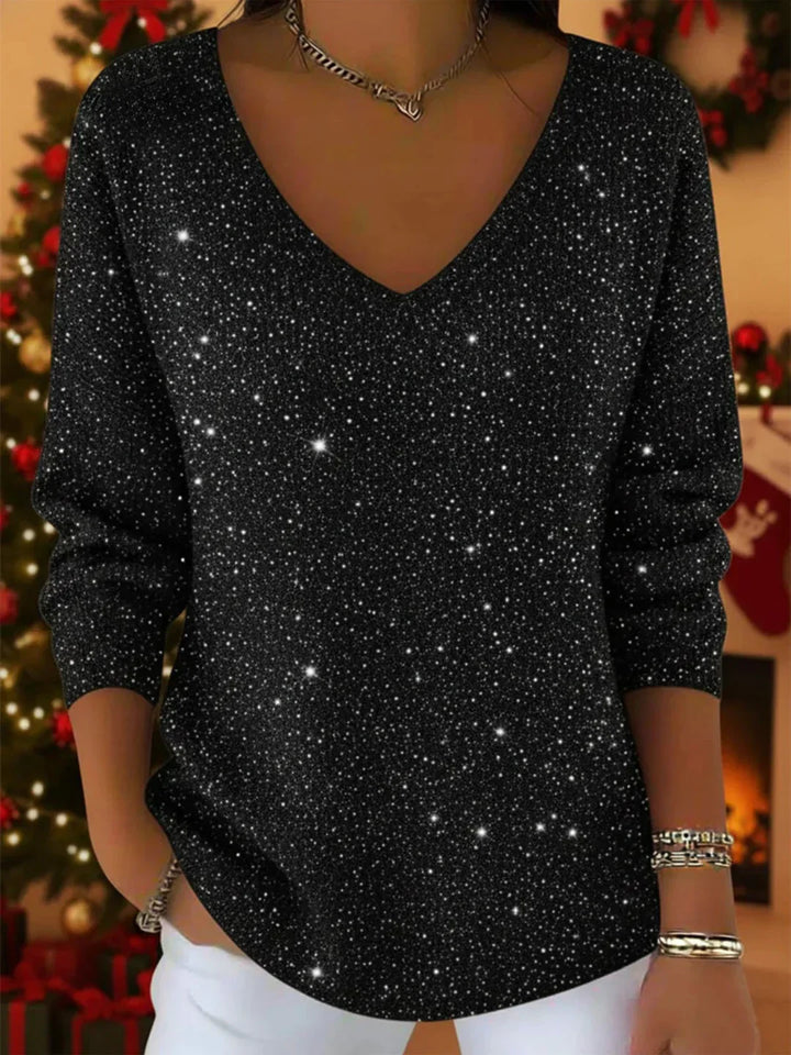 Reina - Jersey casual con brillo festivo y elegancia sin esfuerzo