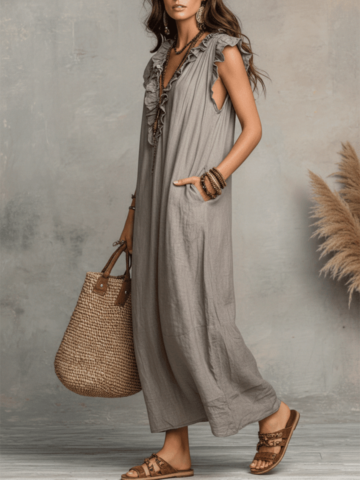 Dolores™ | Vestido maxi bohemio sin mangas con escote en V y caída fluida