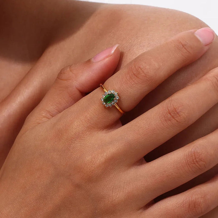 Anillo Amaryelle | Oro de 18K con Zirconia Verde