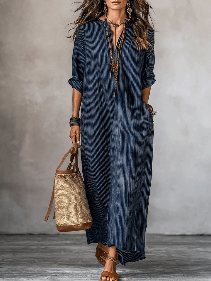 Alicia™ | Vestido maxi holgado índigo de estilo nómada