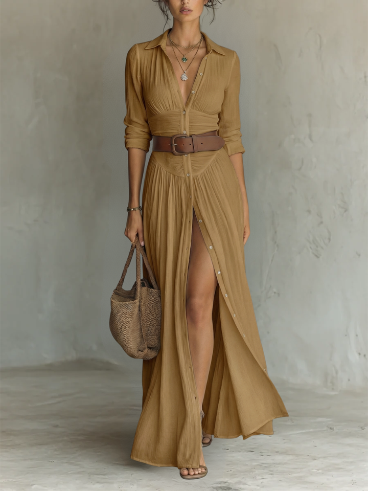 Giulia | Vestido largo elegante blanco de lino