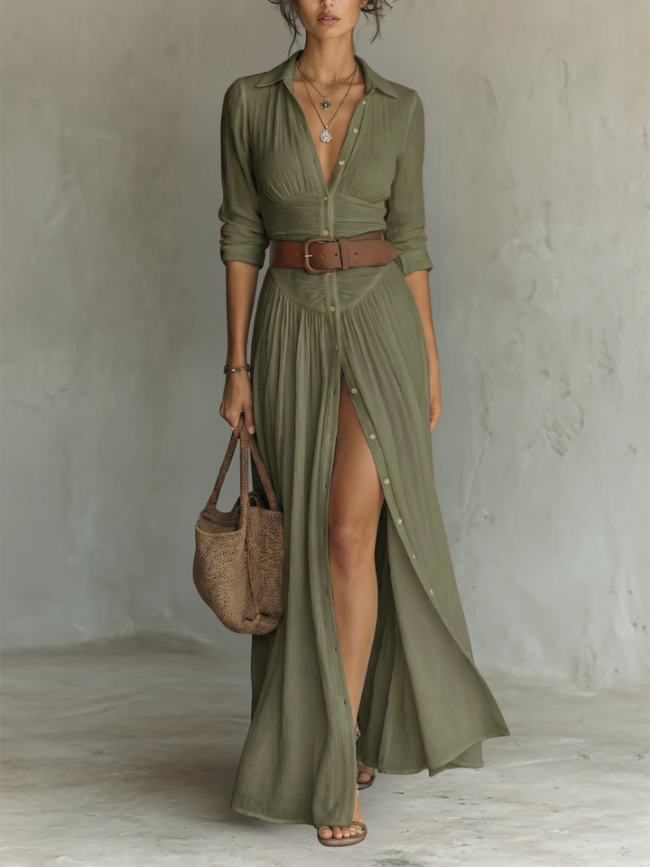 Giulia | Vestido largo elegante blanco de lino