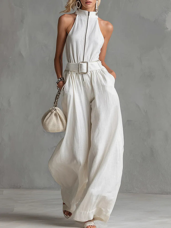 Mono Elegante Urbano | Cuello Alto, Sin Mangas, Pierna Ancha