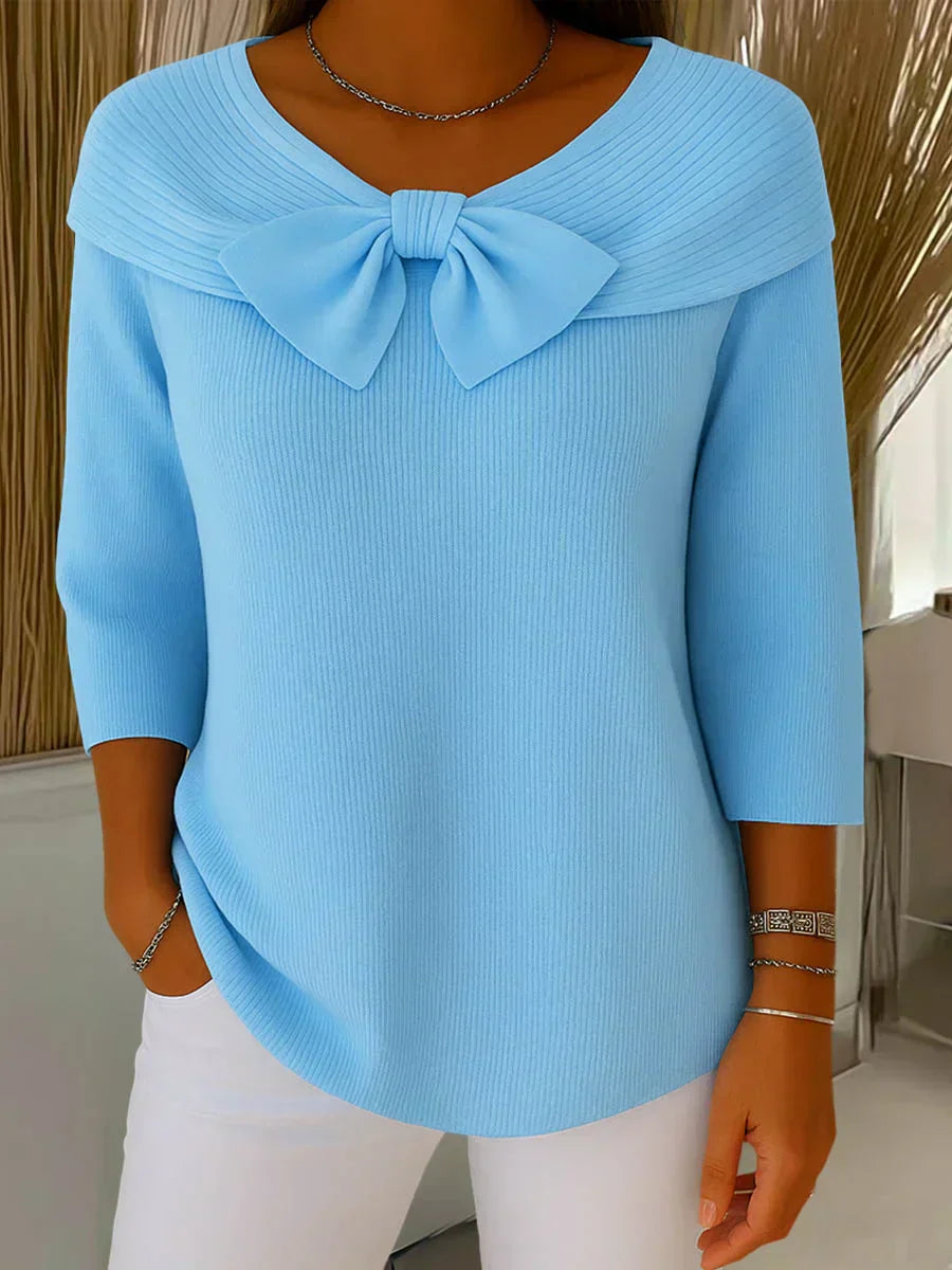 Lidia - Blusa de punto elegante con lazo en el cuello