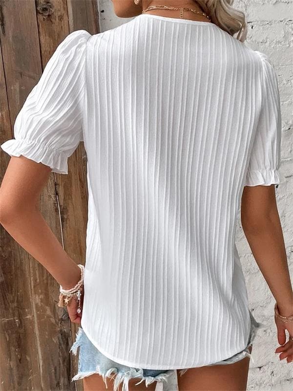 Pilar™ | Blusa plisada con encaje y manga abullonada
