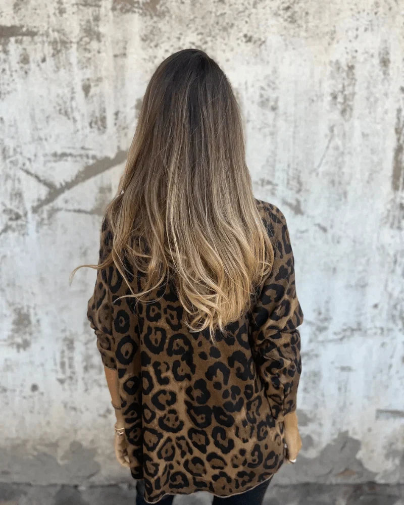 Elvira - Blusa casual con estampado de leopardo