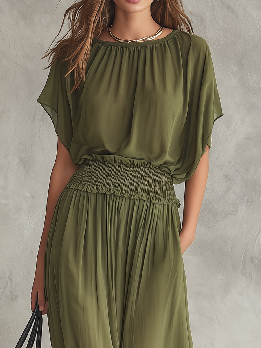 Piedad™ | Vestido maxi holgado con cintura fruncida