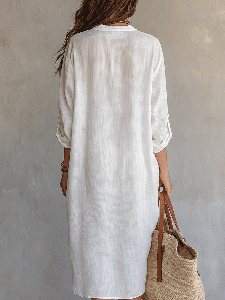 Consuelo™ | Vestido midi blanco bohemio y relajado