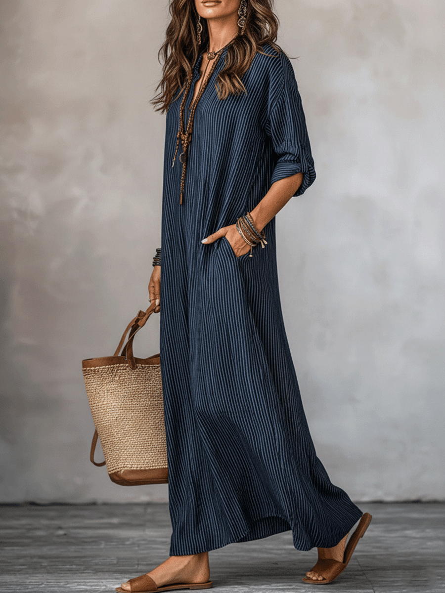Alicia™ | Vestido maxi holgado índigo de estilo nómada