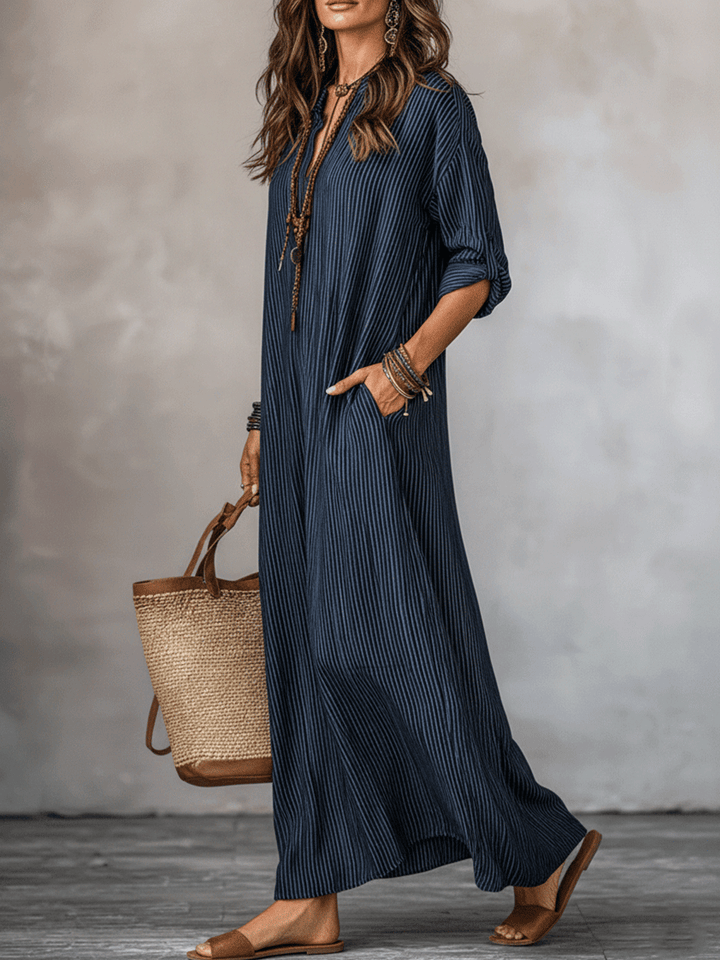 Alicia™ | Vestido maxi holgado índigo de estilo nómada