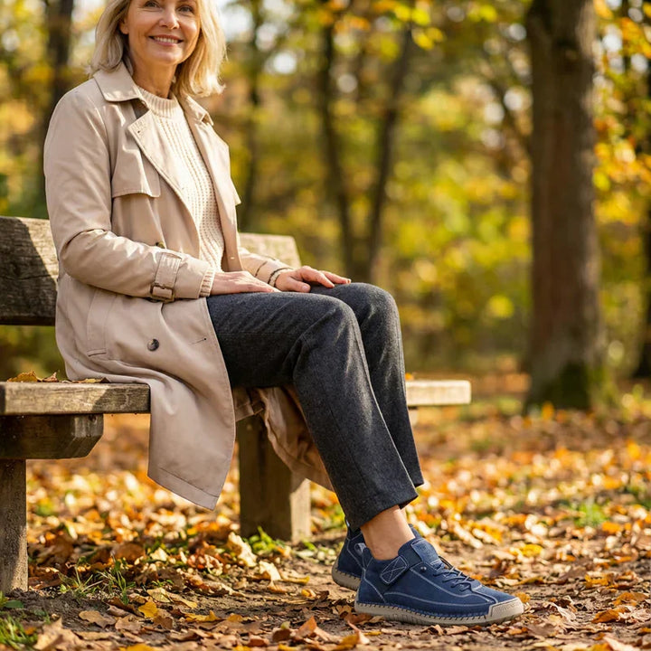 Gisela - Zapatillas ortopédicas cómodas de efecto piel