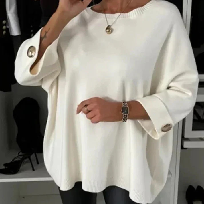 Greta - Blusa clásica de punto liso con manga tres cuartos